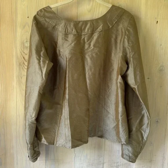 Flax Silk Button Down Blouse Size S - Picture 2 of 9